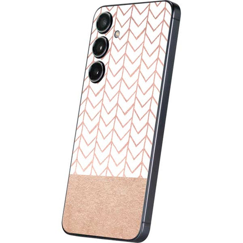 Rose Gold Herringbone Galaxy S25 Skin